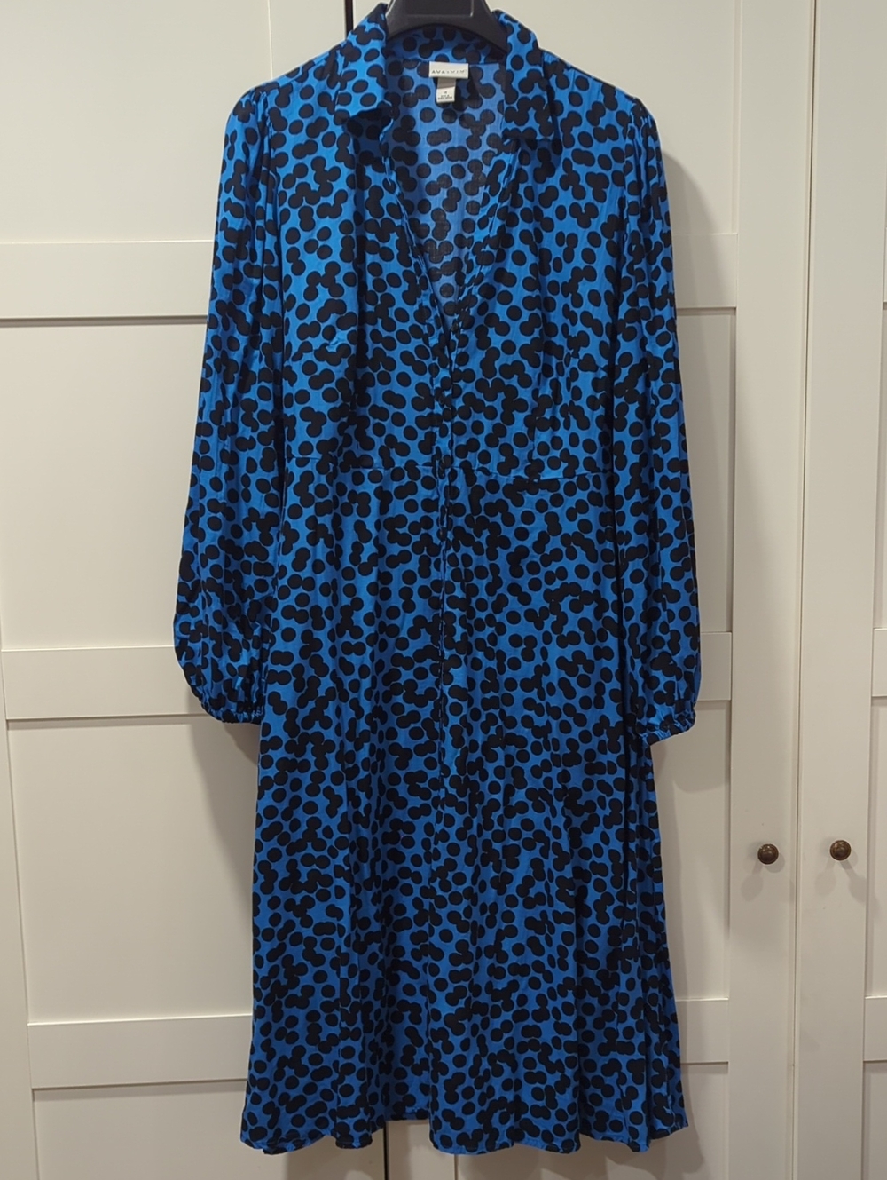 Pockets! XL Dress Elastic Waist Black/ Royal Blue